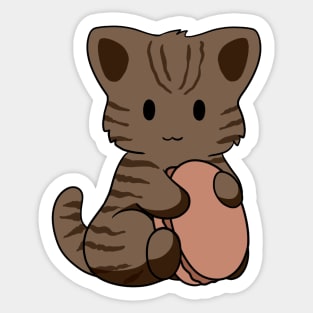 Brown Tabby Cat Macaron Sticker